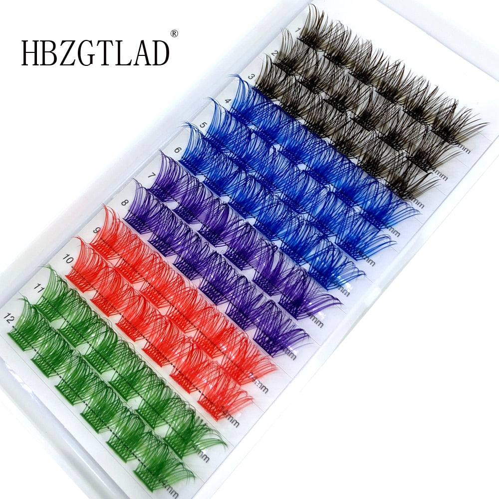 Colorful Individual Lashes Extension Natural Faux Mink Eyelashes Segmented Cluster