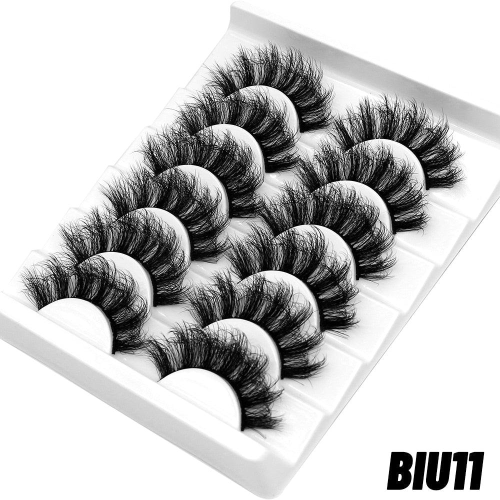 False Eyelashes Cat-Eye Fluffy Faux Mink Lashes 8D Wispy Lashes 5/6 Pairs Pack Dramatic Long Thick Volume Eyelashes