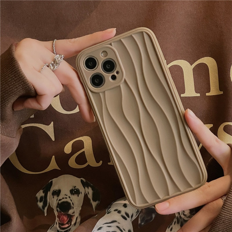 Retro Chocolate milk Coffee Water Ripple wave line art Phone case For iPhone 14 13 11 12 Pro Max 14 Plus case Cute simple Cover