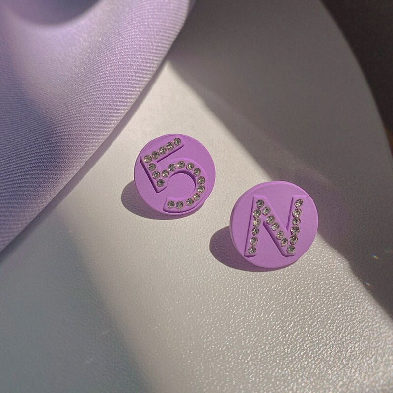 Korean Style Gentle Purple Earrings for Women Geometric Heart Circle Acrylic Exaggerated Earrings Retro Ear Studs Drop Earrings