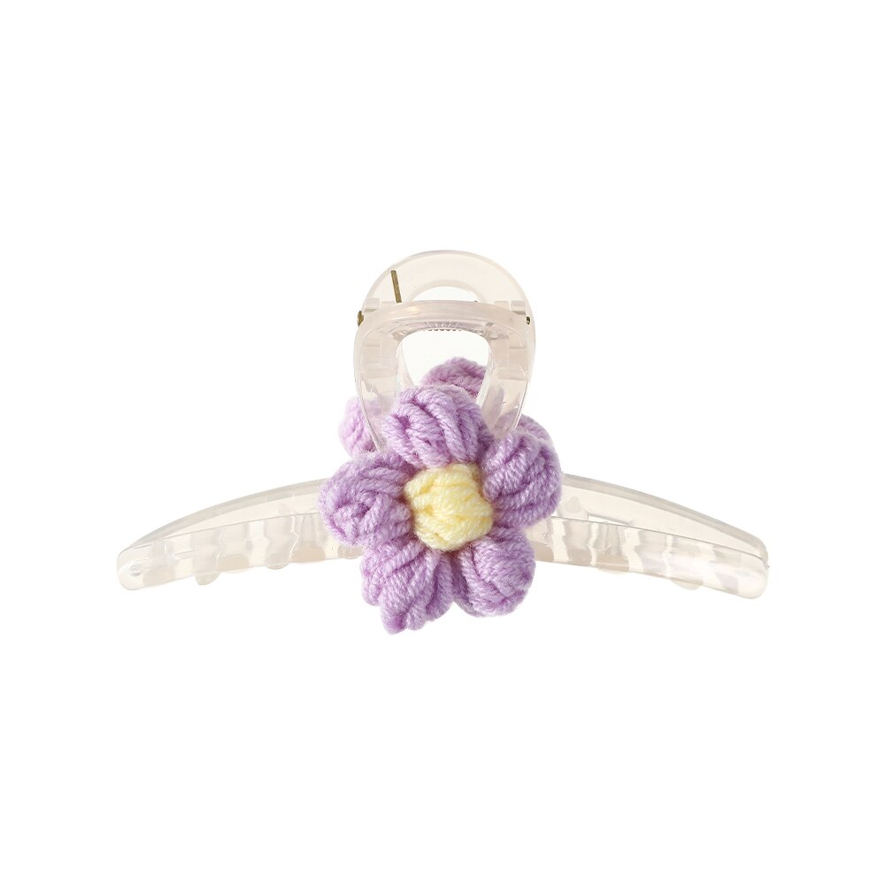 Knitted Floral Hair Claw Clips Hair Clamp Flower Hair Clip Hairpin Headdress Accessories