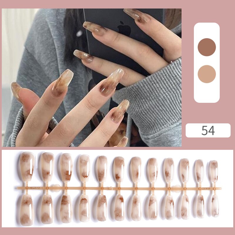 Matte False Nail Tips Solid Color Matte Super Long Coffin False Nail Ballet Press on Nails Tips