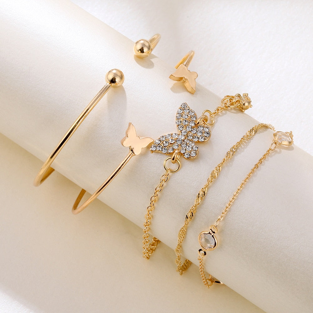 Gold Color Butterfly Snake Moon Bracelet Twist Cuban Chain Bracelet for Women Chain Jewelry Gifts