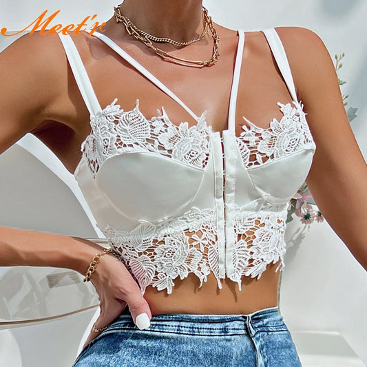 Women Sexy Push Up Bra Lace Hollowed Out Flower Umbilical Exposed Top Lingerie French Female Bralette Underwear