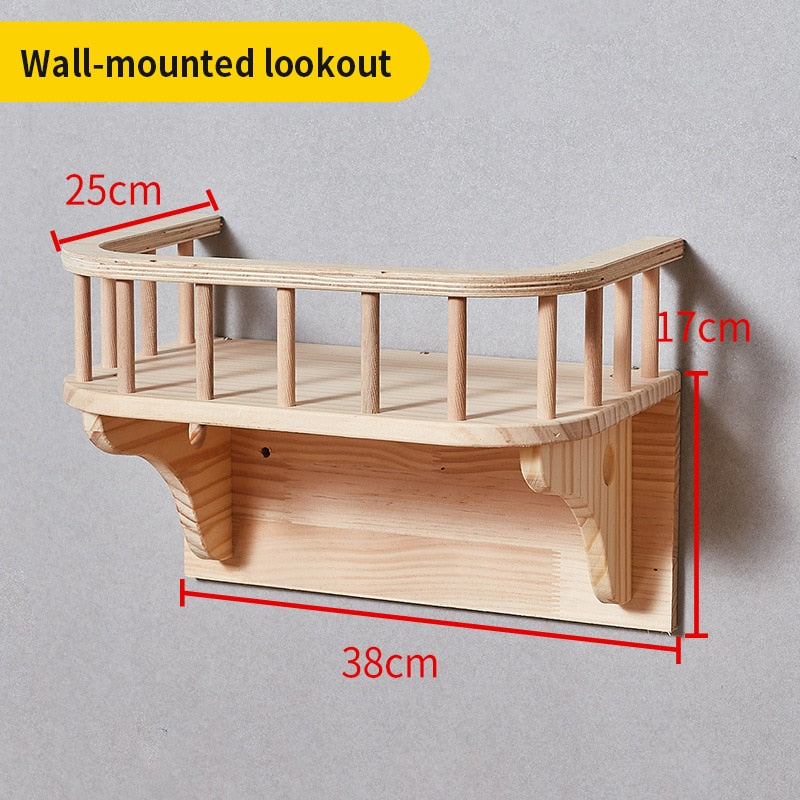 Wall Mounted Cat Climbing Frame DIY Pine Solid Wood Cat Hanging Bed Jumping Platform Cat Scratching Climbing Post Pet Furniture