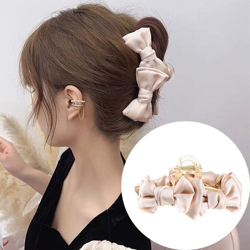 Cute Big Bow Hair Claws Sweet Hair Clip Ponytail Holder Hairpins Clip Hair Accessories