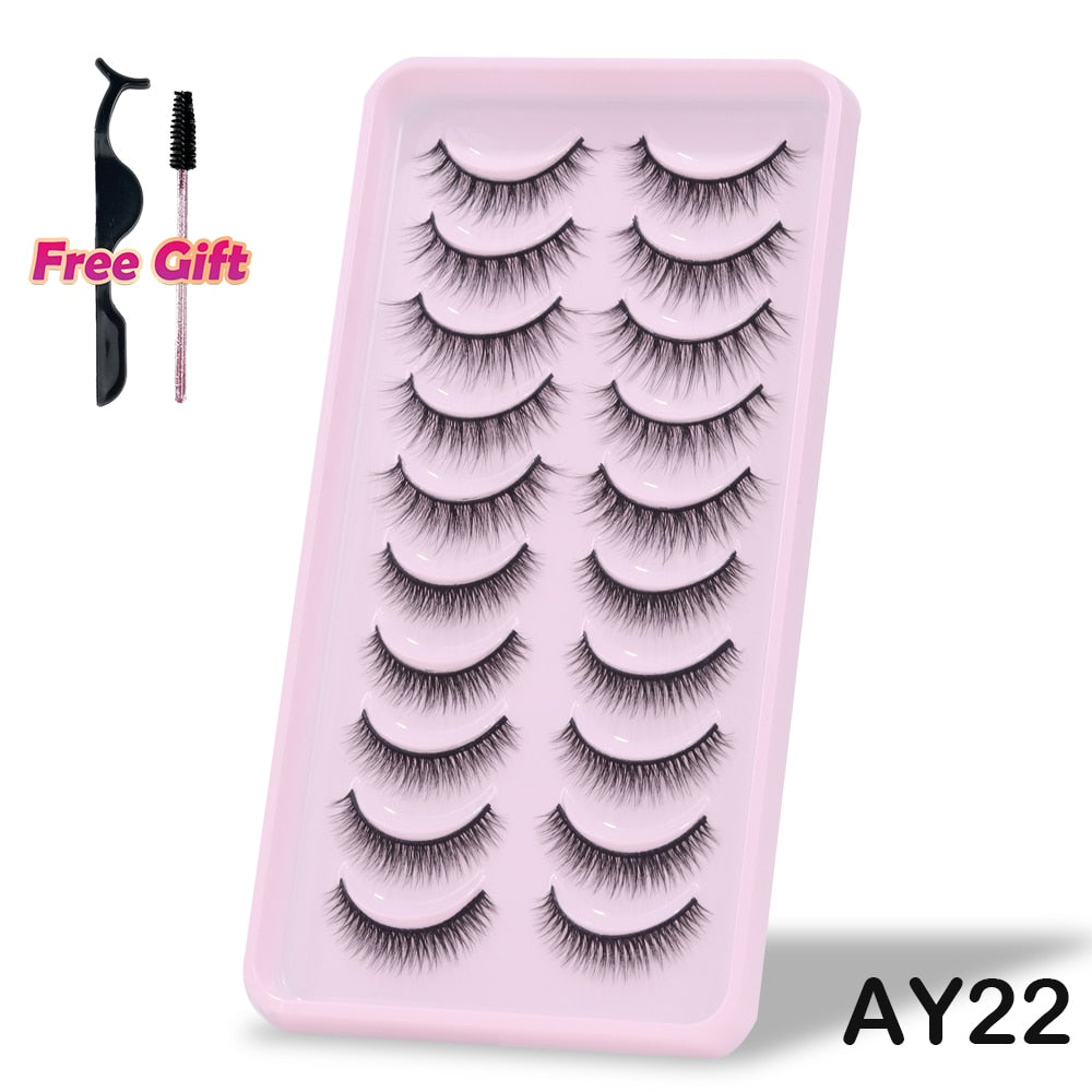 5/10/14Pairs Natural False Eyelashes Dramatic 3D Mink Lashes HandMade Fake Eyelash Extension Reusable Makeup Tool