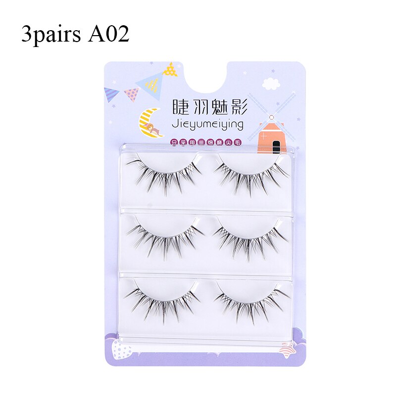 3pairs Mink Eyelashes Invisible Band Lash Extension Natural False Eyelashes Cross Cluster Fairy 3D Faux