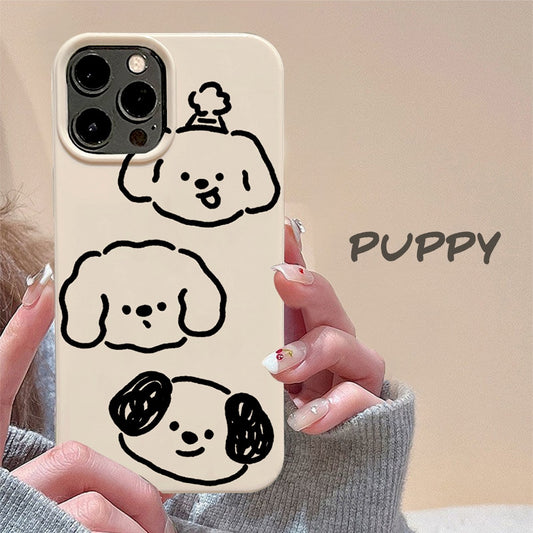 Smile puppy Retro Simple art Sweet Phone case For iPhone 14 13 11 12 Pro Max 14 Plus XR Xs Max 7 8 Plus case Cute cartoon Cover