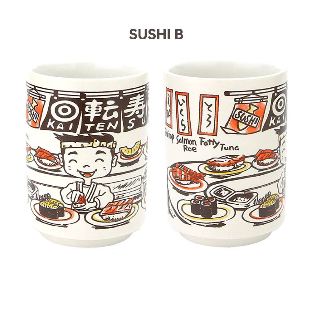 Japanese Impression Ceramic Mugs 300ml Tea Wine Sushi Sake Cup