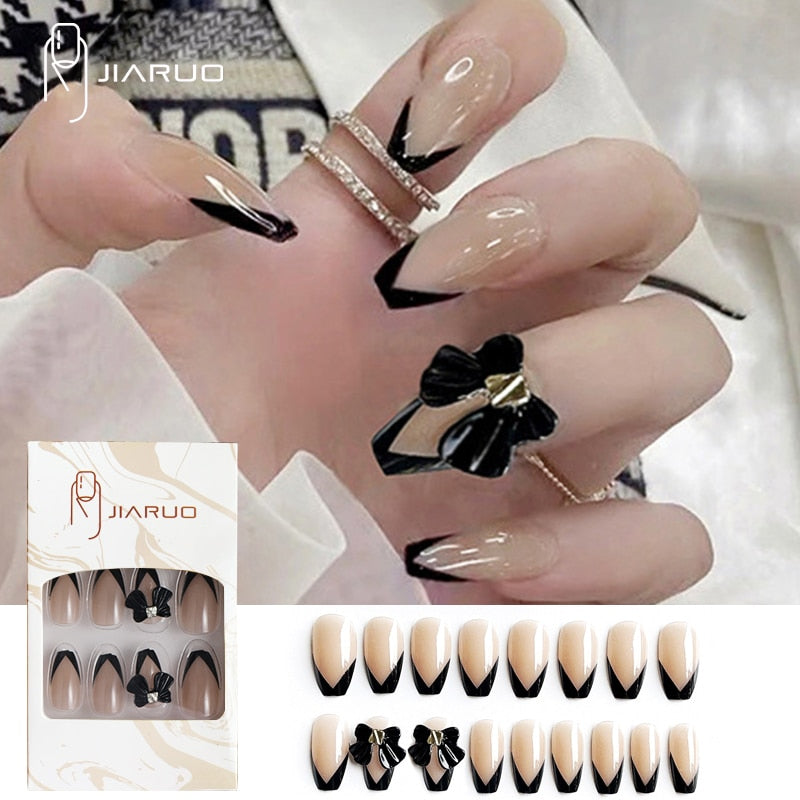 Fake nails press on nail art long tips False forms for extension with glue Stick reusable set design Acrylic Artificial