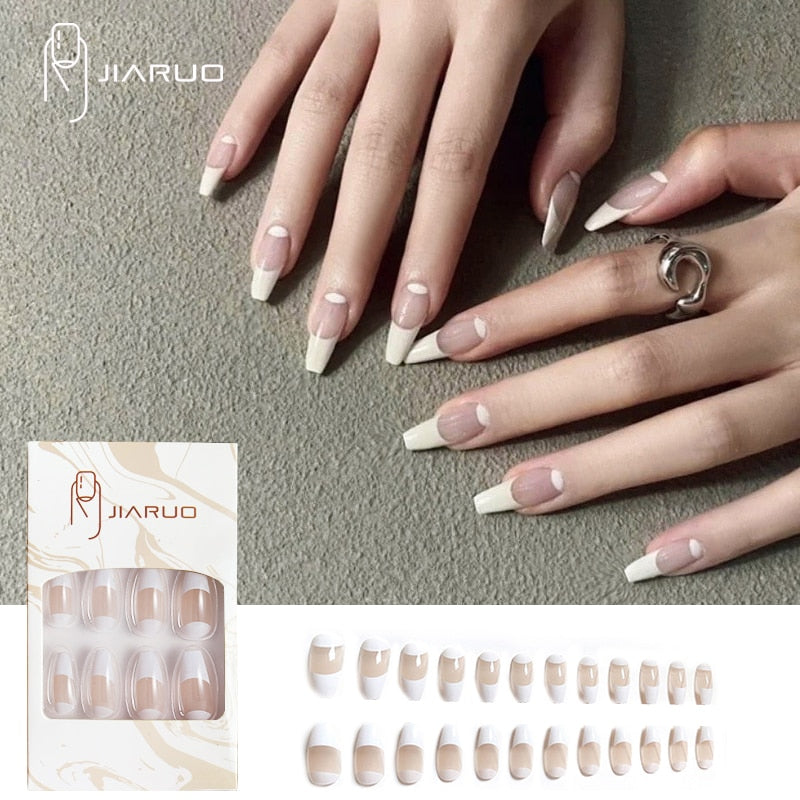 Fake nails press on nail art long tips False forms for extension with glue Stick reusable set design Acrylic Artificial