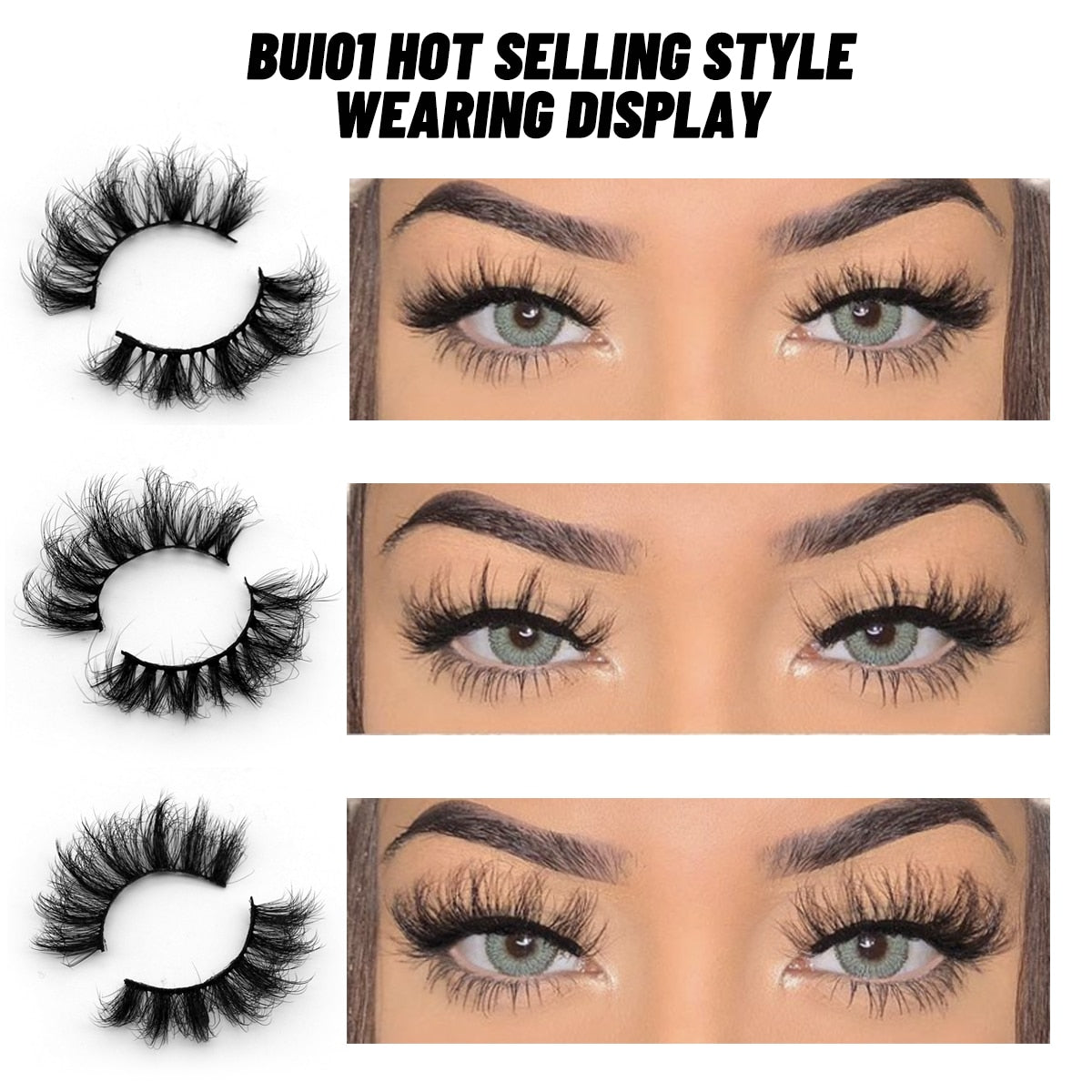 False Eyelashes Cat-Eye Fluffy Faux Mink Lashes 8D Wispy Lashes 5/6 Pairs Pack Dramatic Long Thick Volume Eyelashes