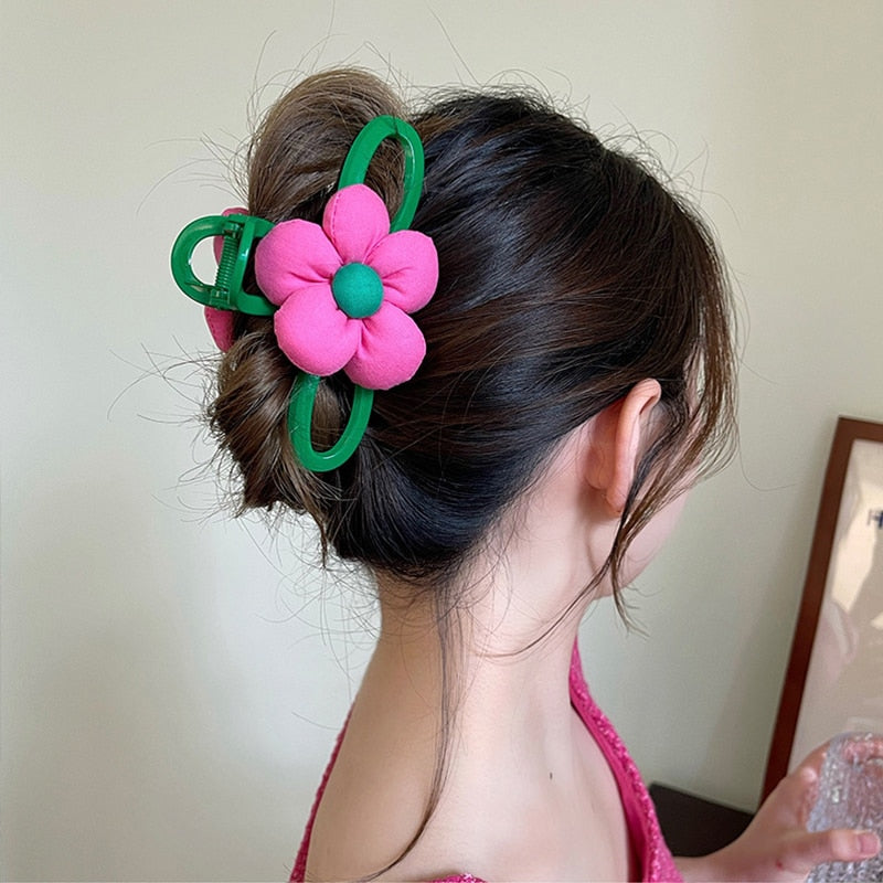 Large Hair Claw Flower Grace Shark Clip Headdress Summer Ponytail Claw Clip Sweet Hair Clip Cute Hairpin