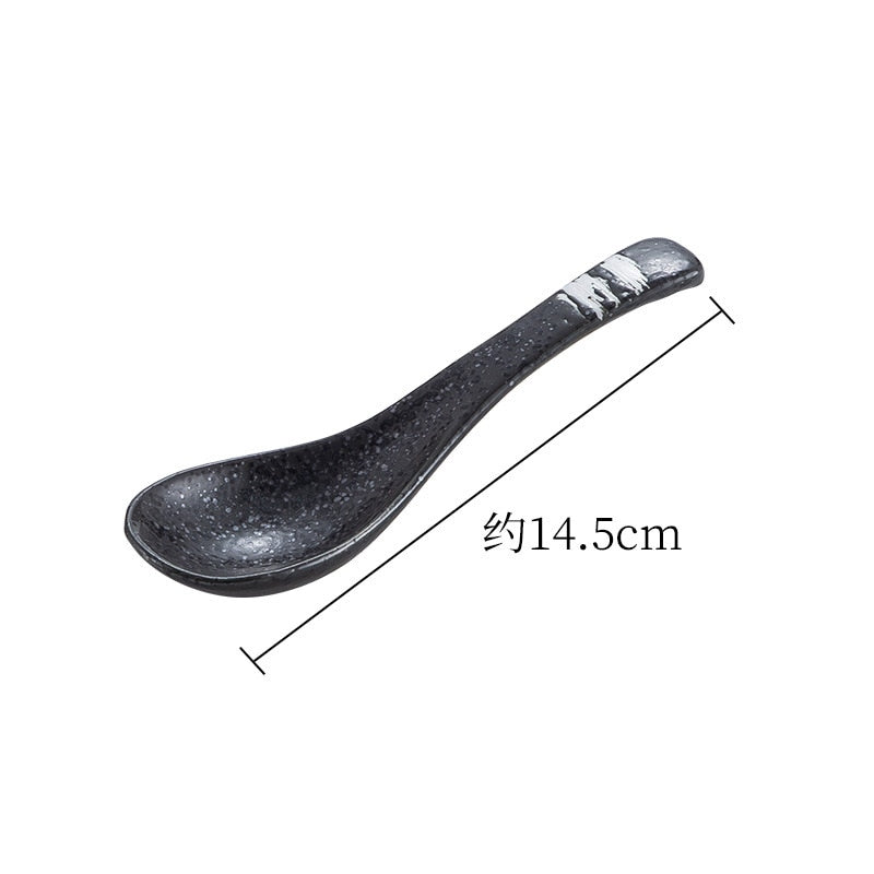 1pcs Creative Japanese Ceramic Spoon Kitchen Cooking Utensil Healthy Retro Style Tool Soup Teaspoon