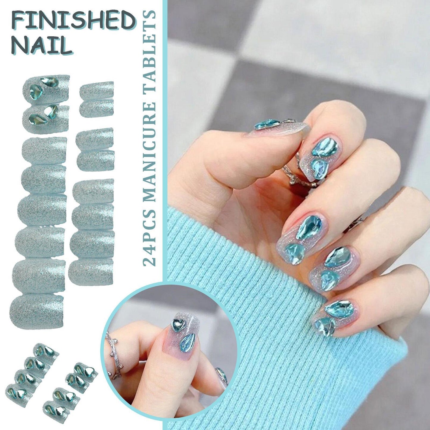 24pcs/set French Nail Ballet False Nails Long Flower Bow Nail Decor Press On Fake Nails Tips With Glue Sticker Nail