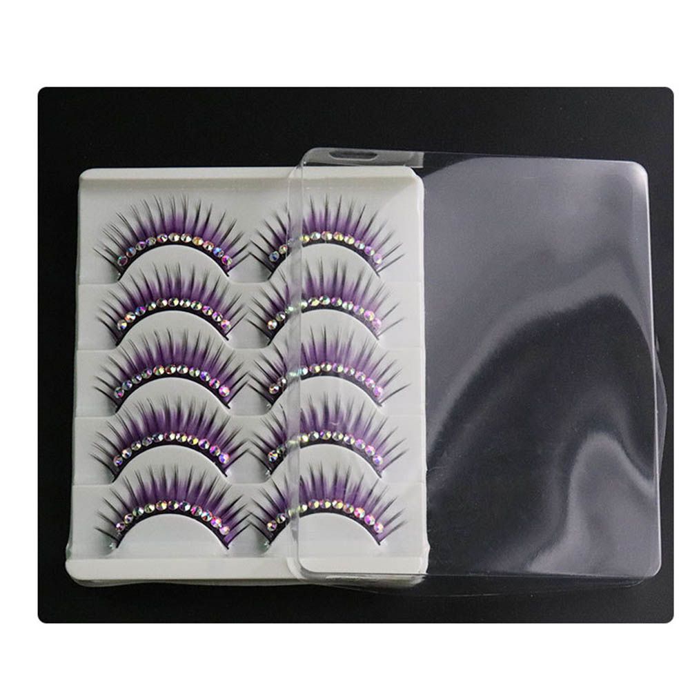 1/5Pairs Soft Mink False Eyelashes Natural 3D Fake Eye Lashes with Shiny Rhinestones Colored Extension Eyelashes