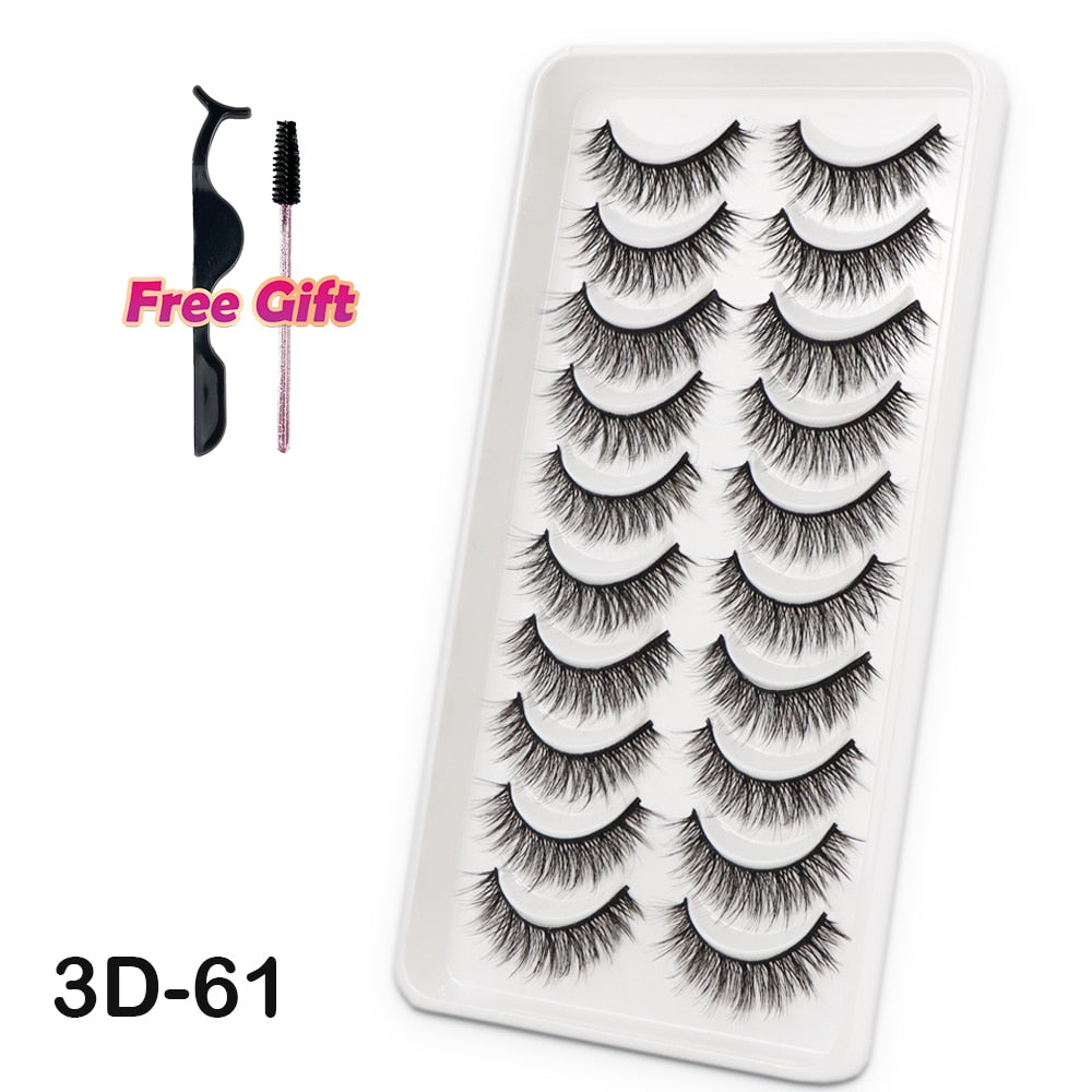 5/10/14Pairs Natural False Eyelashes Dramatic 3D Mink Lashes HandMade Fake Eyelash Extension Reusable Makeup Tool