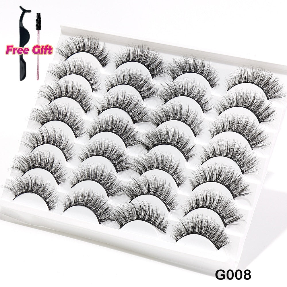 5/10/14Pairs Natural False Eyelashes Dramatic 3D Mink Lashes HandMade Fake Eyelash Extension Reusable Makeup Tool