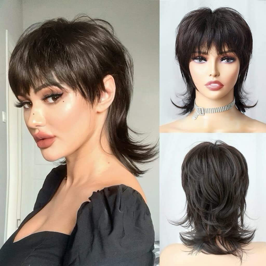 12 inch Synthetic Pixie Cut Wig With Bangs Curly Black Blonde Natural Fake Hair Wigs For Women Daily Party Cosplay Costume Use