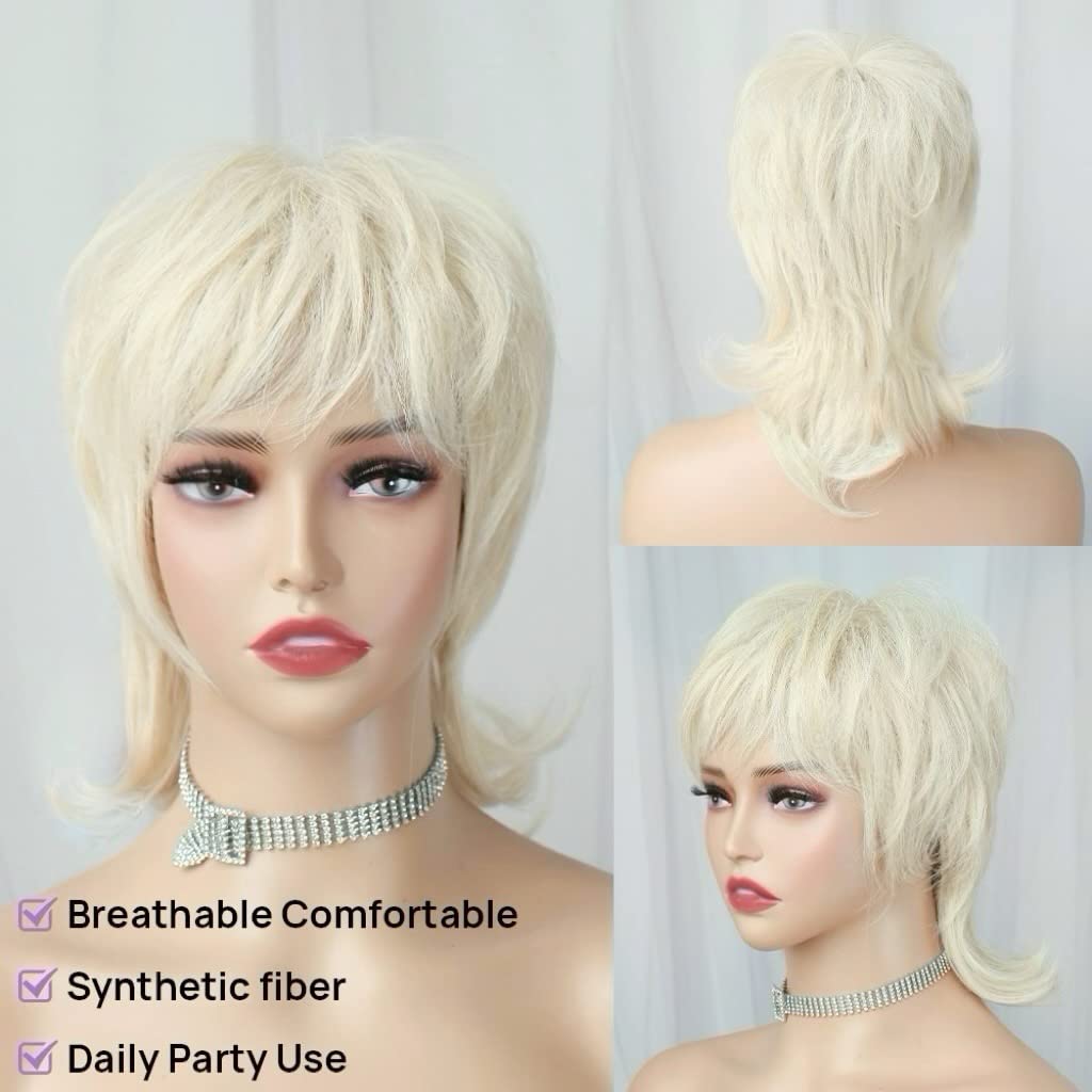 12 inch Synthetic Pixie Cut Wig With Bangs Curly Black Blonde Natural Fake Hair Wigs For Women Daily Party Cosplay Costume Use