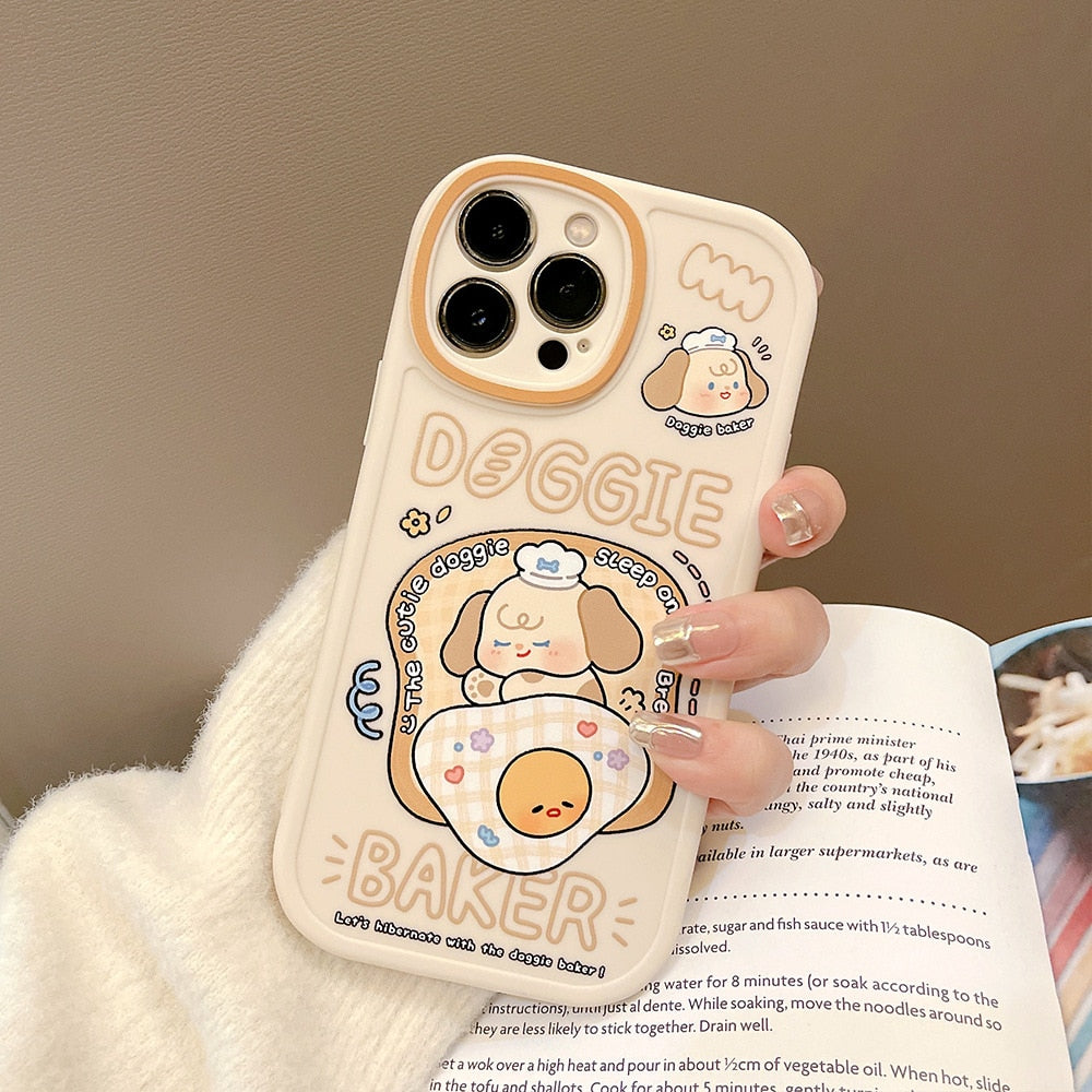 Retro puppy dream cooking Kawaii Shockproof Phone Case For iPhone 14 Plus 14 13 12 11 Pro Max Xr Xs Max 7 8 Plus case Cute cover