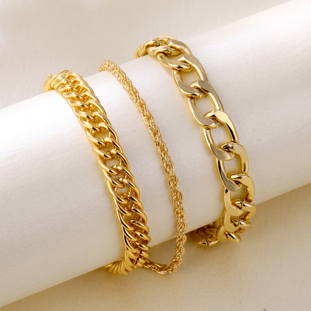 Gold Color Butterfly Snake Moon Bracelet Twist Cuban Chain Bracelet for Women Chain Jewelry Gifts