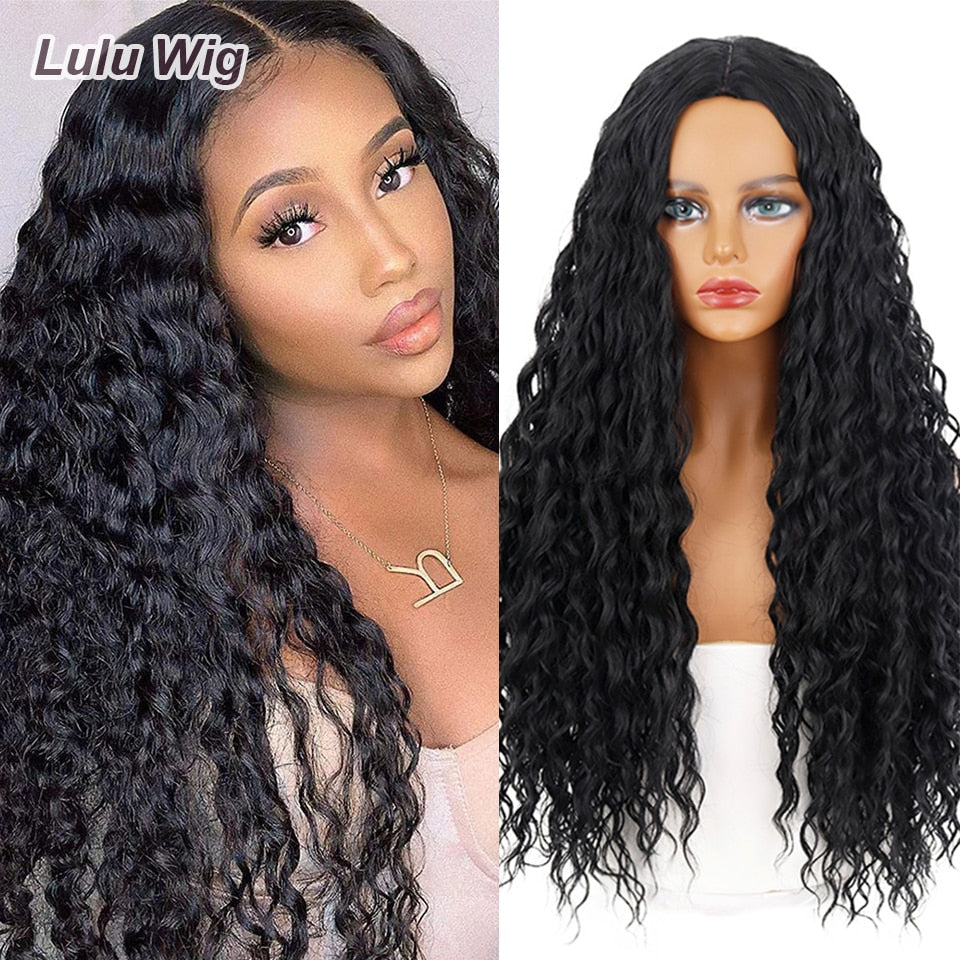 Long Middle Part Synthetic Afro Kinky Curly Wigs for Black Women Cosplay Party High Temperature Synthetic wig