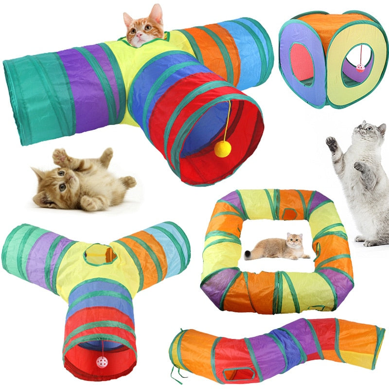 Cats Tunnel Foldable Pet Cat Toys Kitty Pet Training Interactive Fun Toy Tunnel Bored For Puppy Kitten Rabbit Play Tunnel Tube