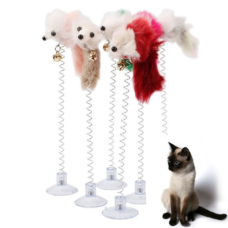 Cartoon Pet Cat Toy Stick Feather Rod Mouse Toy with Mini Bell Cat Catcher Teaser Interactive Cat Toy Kitten