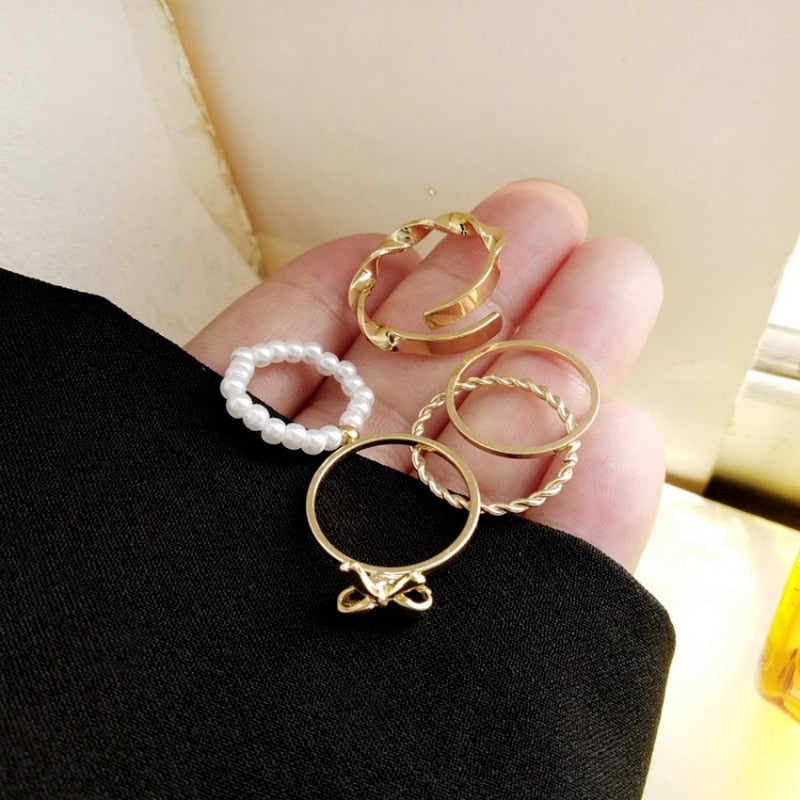 Bohemian Geometric Rings Sets Crystal Star Moon Flower Butterfly Constellation Knuckle Finger Ring Set For Women Jewelry