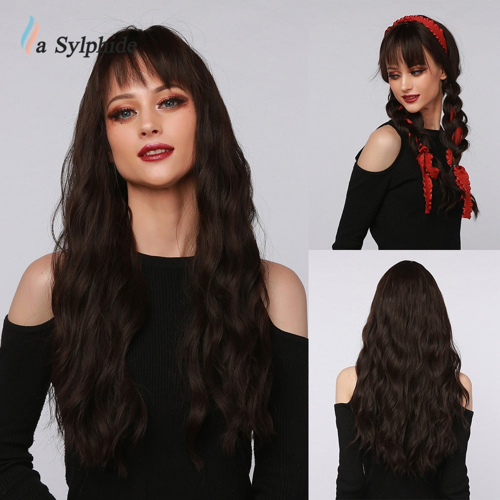 Synthetic Hair Wigs Cosplay Wig Long Wave Root Black Ombre Pink for Woman Heat Resistant Fiber Daily Party Wig