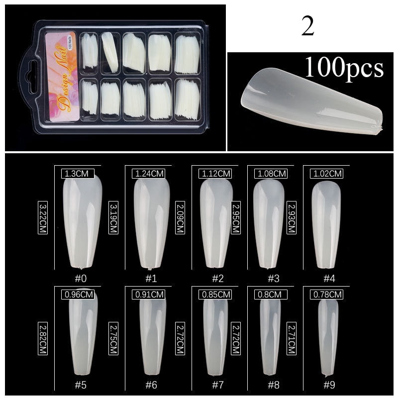 100pcs/box Clear Transparent Seamless Fake Nails Full Coverage False Nails Tips Short T-shaped Water Drop Full Sticker For Nails