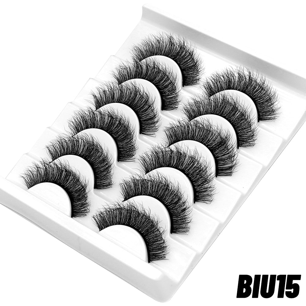 False Eyelashes Cat-Eye Fluffy Faux Mink Lashes 8D Wispy Lashes 5/6 Pairs Pack Dramatic Long Thick Volume Eyelashes