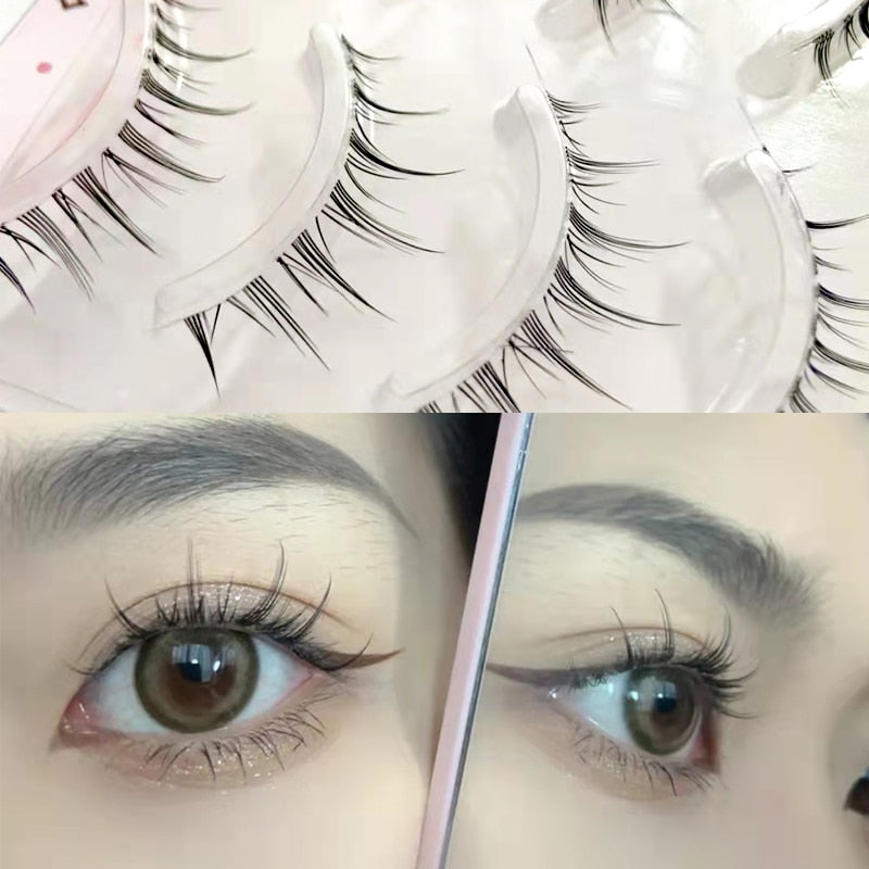 3pairs Mink Eyelashes Invisible Band Lash Extension Natural False Eyelashes Cross Cluster Fairy 3D Faux