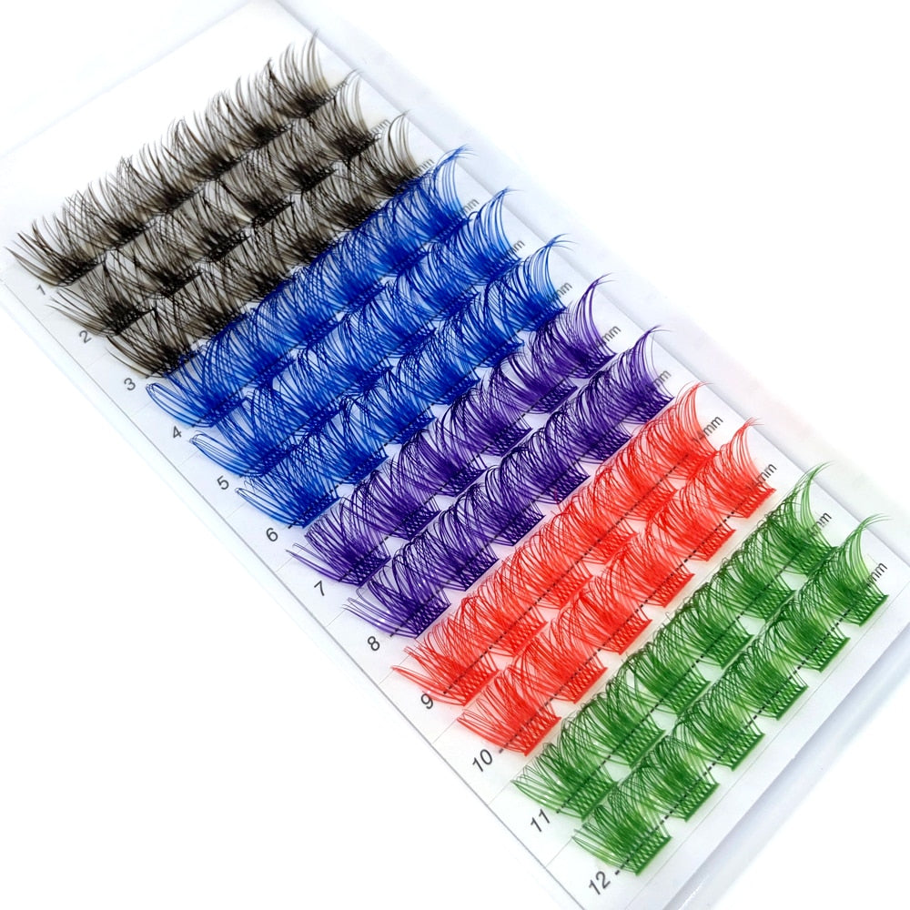 Colorful Individual Lashes Extension Natural Faux Mink Eyelashes Segmented Cluster