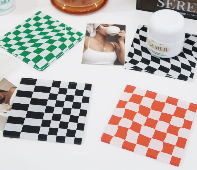 Cup Coaster Placemats for Cups Checkerboard Coaster Dinner Mat Nordic Home Mats and Pads Mug Mats