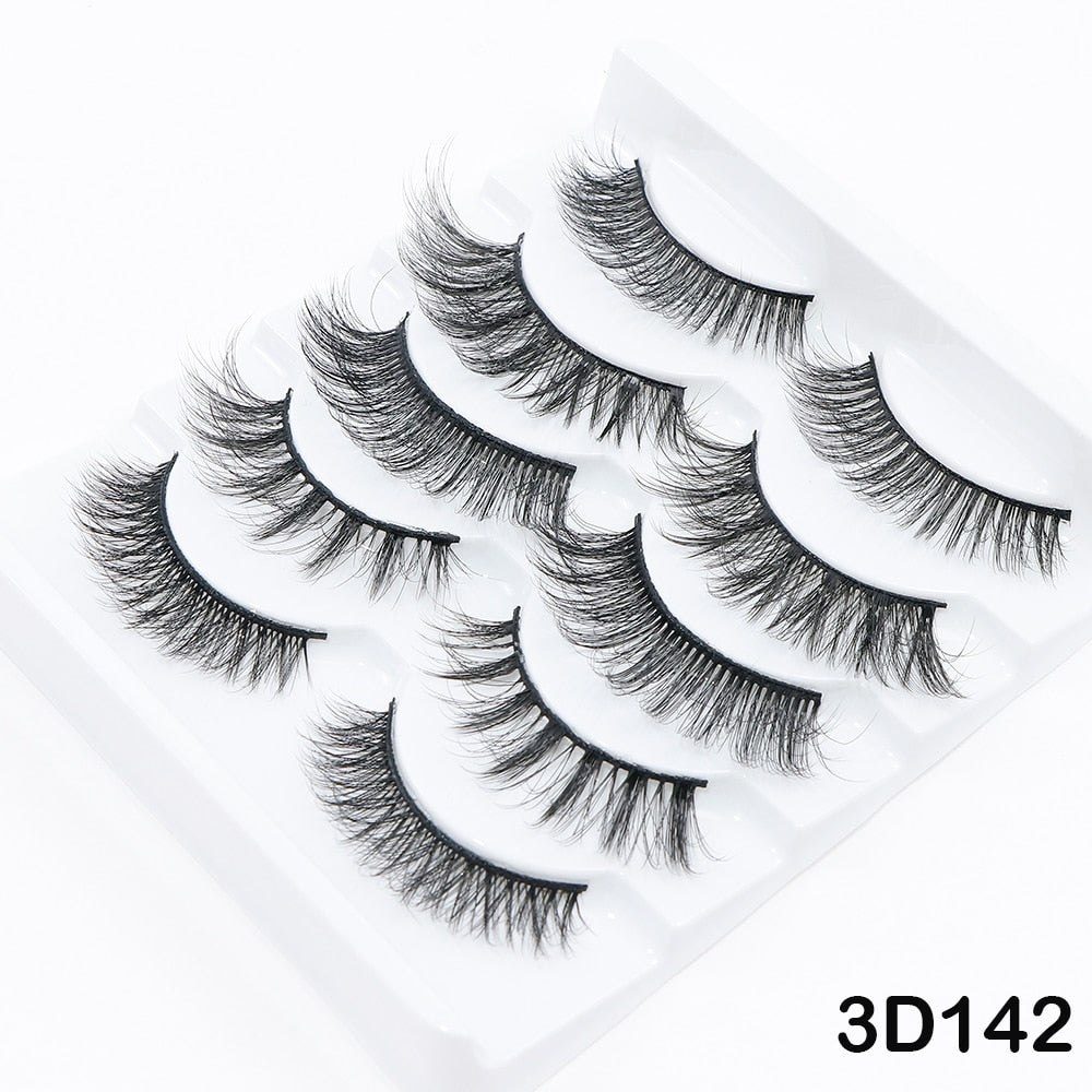 5/10/14Pairs Natural False Eyelashes Dramatic 3D Mink Lashes HandMade Fake Eyelash Extension Reusable Makeup Tool