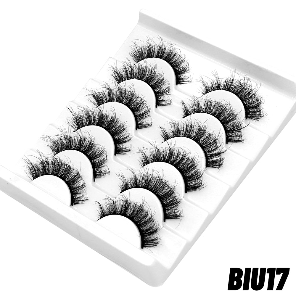 False Eyelashes Cat-Eye Fluffy Faux Mink Lashes 8D Wispy Lashes 5/6 Pairs Pack Dramatic Long Thick Volume Eyelashes