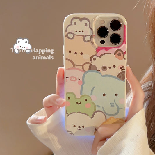 Cute watercolor Elephant puppy cat animal party Phone Case For iPhone 14 13 12 11 Pro Max Xr Xs 7 8 14 Plus Case Cute Soft Cover