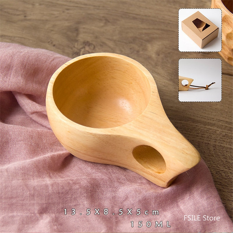 Chinese Portable Wood Coffee Mug Rubber Wooden Tea Milk Cups Water Drinking Mugs Drinkware Handmade Juice Lemon Teacup