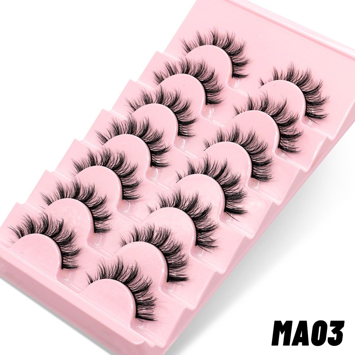 7 pairs Eyelashes 3D Natural False Lashes Fluffy Soft Cross Manga Lashes Wispy Natural Eyelash Extension