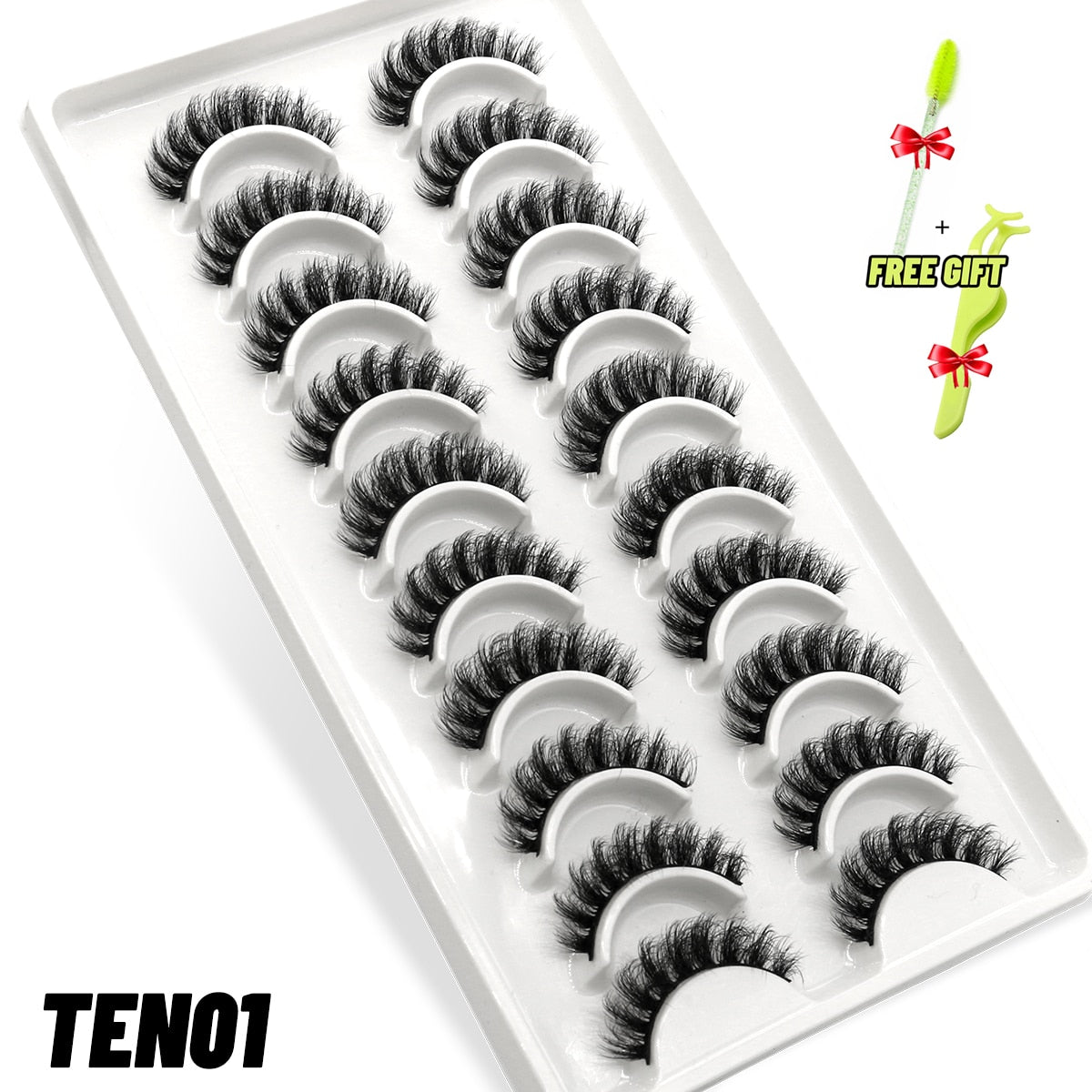 5/10 Pairs 3D Faux Mink Lashes Fluffy Soft Wispy Volume Natural long False Eyelashes Eye Lashes Reusable Eyelashs