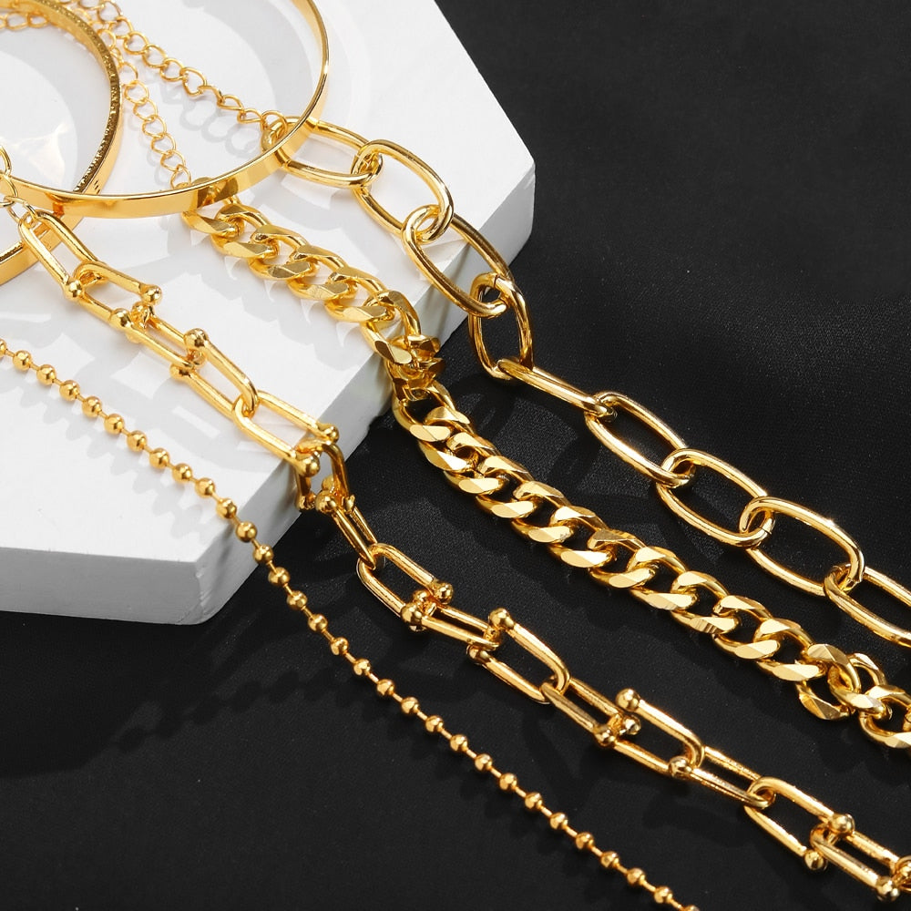 Gold Color Butterfly Snake Moon Bracelet Twist Cuban Chain Bracelet for Women Chain Jewelry Gifts