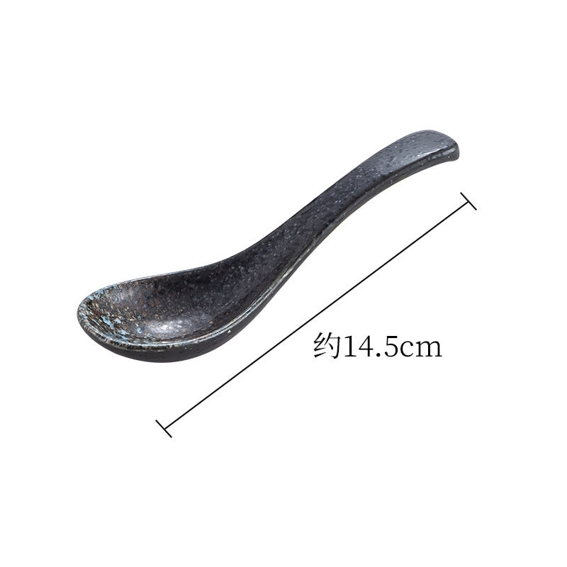 1pcs Creative Japanese Ceramic Spoon Kitchen Cooking Utensil Healthy Retro Style Tool Soup Teaspoon