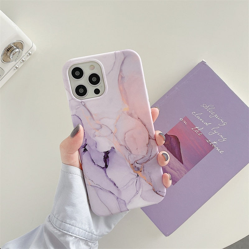 Artistic agate marble gold bar Phone Case For iphone XS XR XS Max 11 7 8 Plus Glossy soft silicon case Back cover