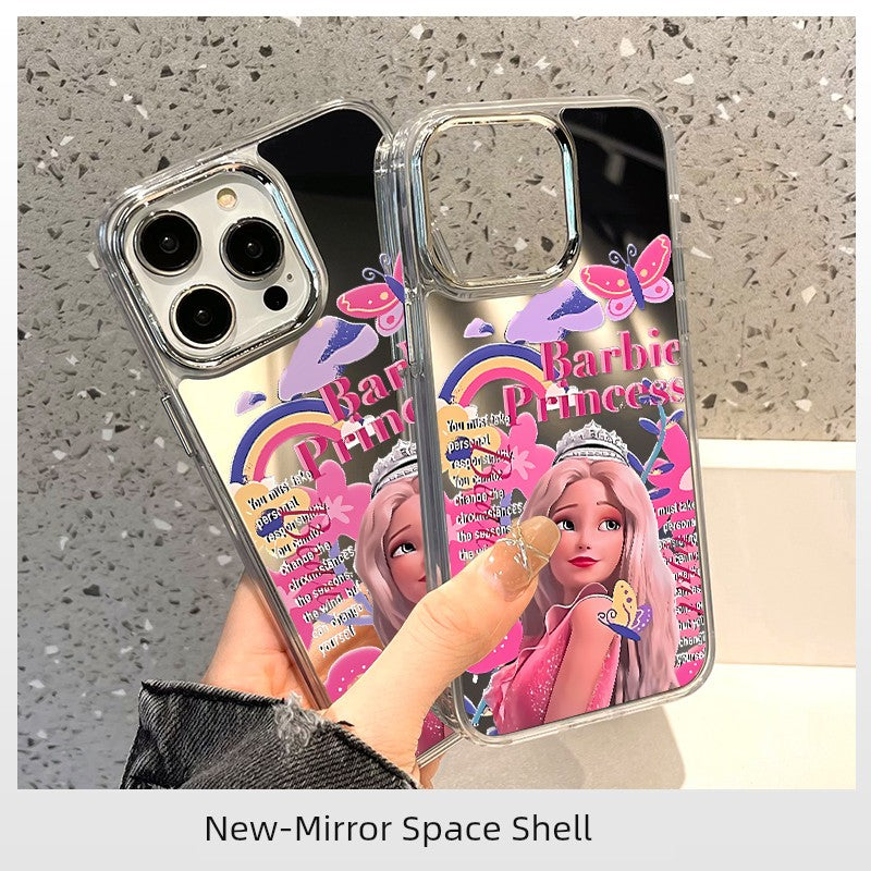 Pink Barbie Princess for Iphone14promax Phone Case Apple 14pro Mirror Protective Cover 13 All-Inclusive Drop-Resistant 12 Fancy 11 Cartoon Niche plus