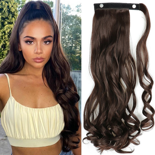 Wrap Around Clip On Ponytail Hair Extension Synthetic Ponytail Extension Hair For Women Pony Tail Hairpiece Natural Wave Style