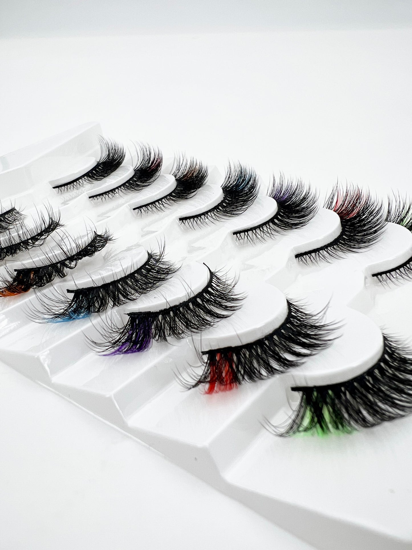 3D Mink Lashes 7Pairs Colored Lashes 100% Fluffy Mink Lashes Mix Colored Eyelashes Pink Blue Red False Eyelashes