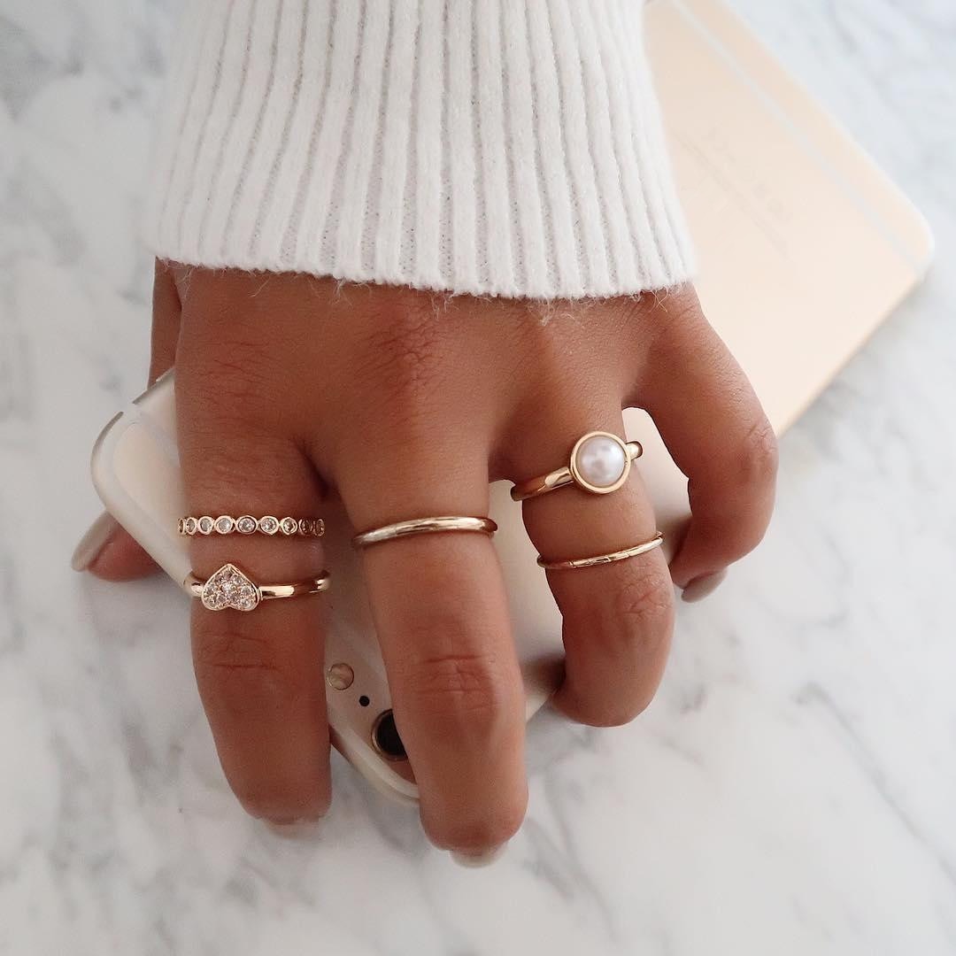 Bohemian Geometric Rings Sets Crystal Star Moon Flower Butterfly Constellation Knuckle Finger Ring Set For Women Jewelry